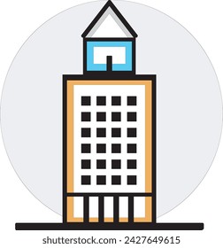 Buildings line icon set. Bank, school, courthouse, university, library. Architecture concept. Can be used for topics like office, city, real estate