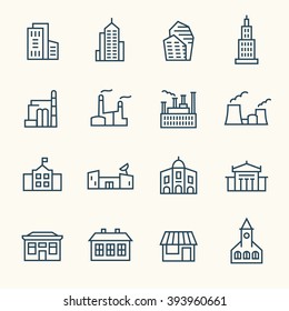 Buildings line icons