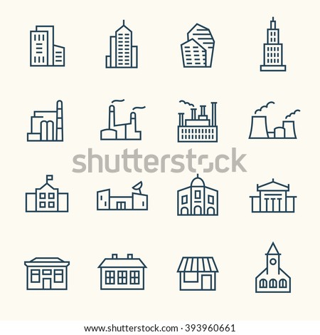 Buildings line icons