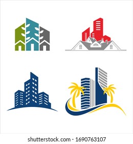 Buildings line icons. Bank, Hotel, Courthouse. City, Real estate, Architecture buildings icons. Hospital, town house, museum. Urban architecture, city skyscraper, downtown. Vector
