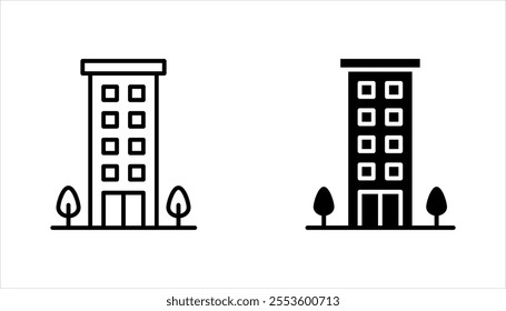 Buildings line icons set. Bank, Hotel, Courthouse. City, Real estate, Architecture buildings icons. vector illustration on white background