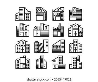 buildings line icons set,Set  Architecture buildings icons