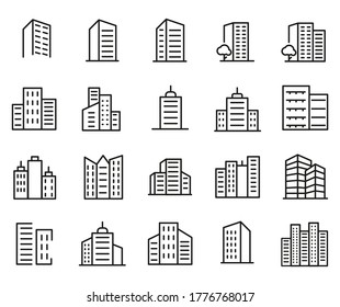 Buildings line icons. Urban Architecture, City Skyscraper 