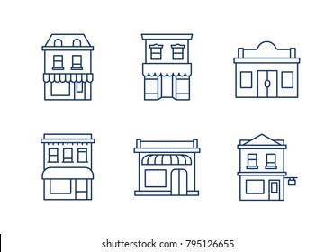 Buildings linear icons.Editable stroke.