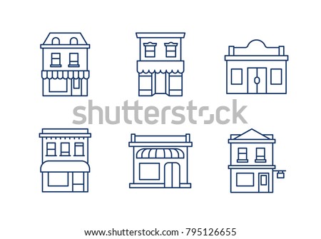 Buildings linear icons.Editable stroke.