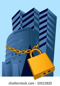  buildings locked with a chain	