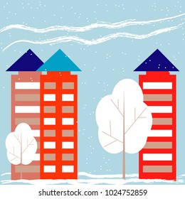 buildings logo design vector isolated object. beautiful green city logo illustration.winter city