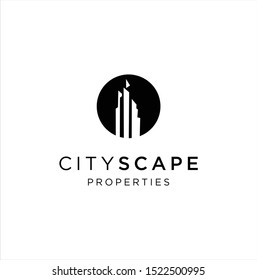 Buildings logo template. Abstract real estate vector design. Cityscape logotype