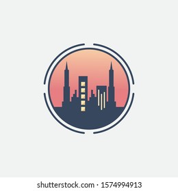 Buildings logo template. Abstract real estate vector design. Cityscape logotype