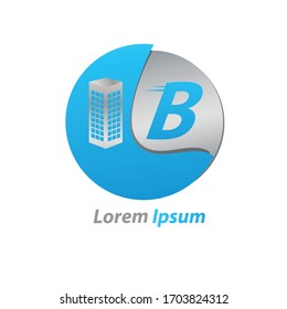 Buildings logo vector. Real estate logo. Vector illustration. design template. letter B logo with building.