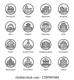 Buildings in Modern Line Style Pack 
