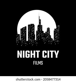 Buildings and moon. Night city Logo design Concept for Company, Club, Community, Store and website. vector EPS 10