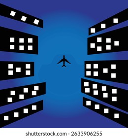 Edificios en ambos lados y volar un plan