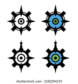 Buildings on compass logo illustration - Vector