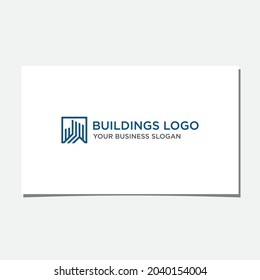 BUILDINGS ON FRAME LOGO DESIGN VECTOR