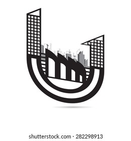 buildings on white background