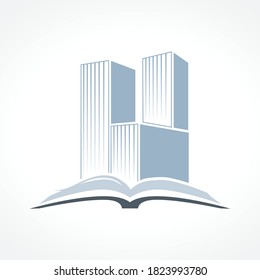 buildings and open book, vector