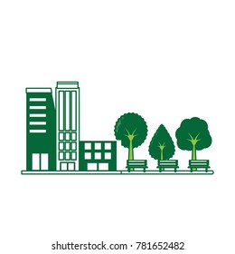 buildings and a park icon