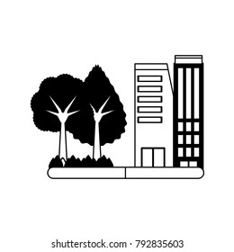 buildings and a park icon