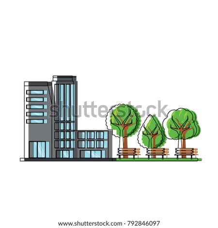 buildings and a park icon