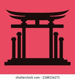 Buildings Pillars Japan Ancient Building Asian Stock Vector (Royalty ...