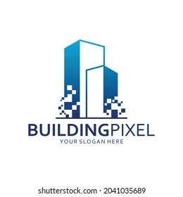 buildings pixel ,technology , logo design inspiration