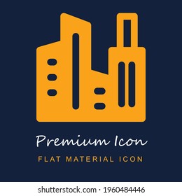 Buildings premium material ui ux isolated vector icon in navy blue and orange colors