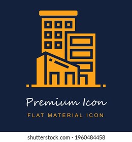 Buildings premium material ui ux isolated vector icon in navy blue and orange colors svg
