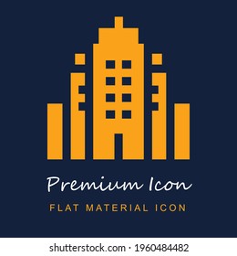 Buildings premium material ui ux isolated vector icon in navy blue and orange colors