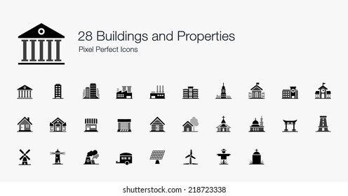 Buildings and Properties Pixel Perfect Icons