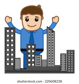 Buildings - Real Estate Concept - Vector Character Cartoon Illustration