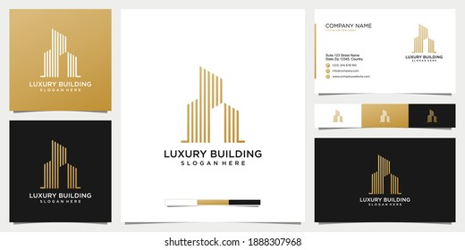 Buildings real estate logo and business card