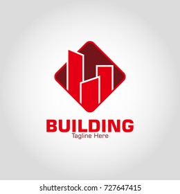 Buildings Red Logo Vector Ilustration. Eps 10