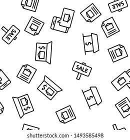 Buildings For Sale Vector Seamless Pattern Illustration