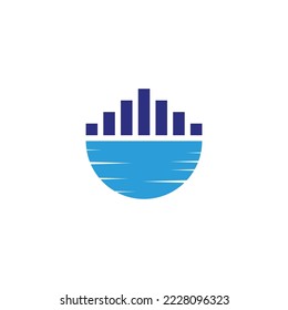 Buildings, sea geometric symbol simple logo vector