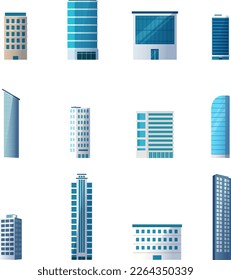 Buildings set city with isolated background. Modern office element vector illustration.Estate flat design