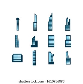 Buildings set design, City architecture urban modern downtown contemporary metropolis exterior and construction theme Vector illustration