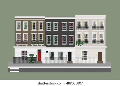 Buildings set - houses on the street