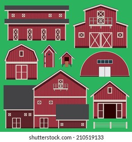 Buildings set infographic with farm buildings