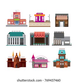 buildings set isolated on white background