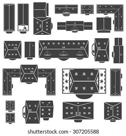 Buildings set top view cityscape design elements
