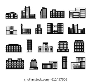 Buildings set of vector illustrations