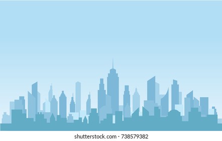 Buildings Silhouette Cityscape Blue Citycity Skyline Stock Vector ...