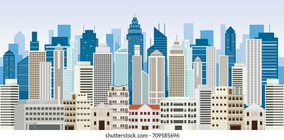 Buildings and Skyscrapers Background Panorama, Cityscape, City, Urban and Residential