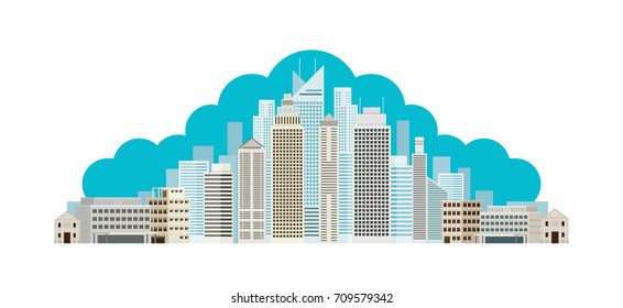 Buildings and Skyscrapers Cloud Background, Cityscape, City, Urban, Residential