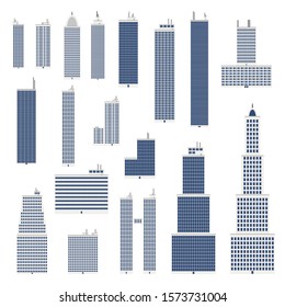 Buildings and skyscrapers set. Vector.