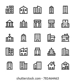 Buildings Furniture Line Vector Icons 3 Stock Vector (Royalty Free ...