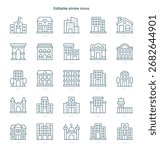 Buildings stroke icon. Buildings line icon set. editable stroke icon pack
