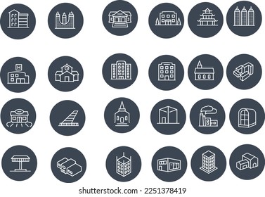 Buildings Thin Line Icons - Editable Stroke