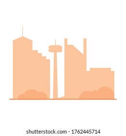 Buildings and tower silhouette design, City architecture urban modern downtown contemporary metropolis exterior and construction theme Vector illustration
